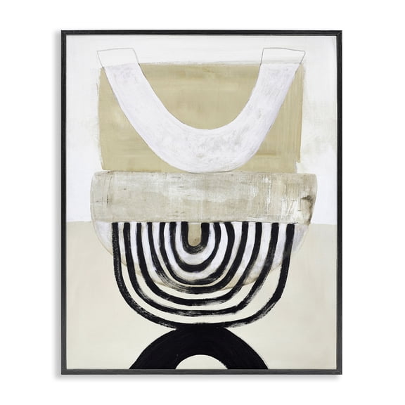 Stupell Industries Modern Beige & Black Arches Black Framed Giclee Art, 16 x 20, by Design Fabrikken