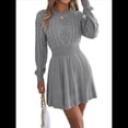 thumbnail image 1 of Vestido Tipo Jersey de Larga con Cuello Alto para Mujer, Informal, Holgado, de Punto Acanalado, Minivestido Corto de Otoño. Gris XL, 1 of 10