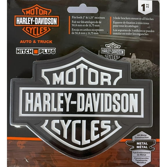 Harley-Davidson Hitch Cover, Black/White Bar & Shield Logo Hitch Plug 2287, Harley Davidson