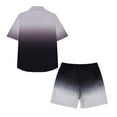 thumbnail image 3 of CASELAND Men's 2 Pieces Summer Outfits Casual Gradient Lapel Short Sleeve Button Up Shirt & Shorts Set for Summer Outdoor Activities, Black Gray L, 3 of 9