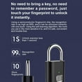 thumbnail image 5 of Tsa P16 Fingerprint Padlock Biometric Metal Keyless Thumbprint Lock with USB Charging Black, 5 of 5