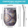 thumbnail image 5 of 12oz Stemless Wine Tumblers Multicolor Ethnic Geometric Pattern (4) Vacuum Insulated Stainless Steel Travel Tumbler Cups Mug with Lid and Straw for Champaign,Cocktail,Beer with Cleaning Brush, 5 of 5