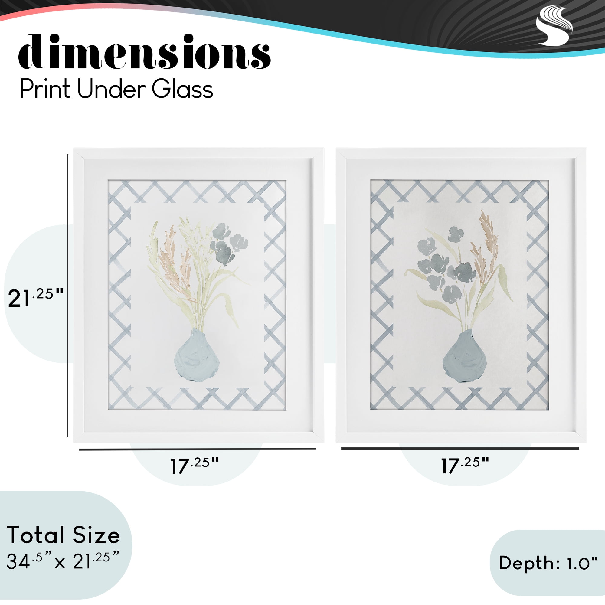 Stupell Industries Subtle Blue Anna Bouquets 2 Piece White Framed Print Under Glass Set, design by Lucille Price