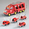 thumbnail image 2 of Lucky Doug Fire Truck Car Set for Toddlers Ages 1-3-5, 5 in 1 Carrier Truck Toys with Light & Sound, Toddlers Boys Toys Ages 2 3-5 as Birthday Gift, 2 of 9