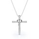 thumbnail image 1 of JeenMata Collar con Colgante de Crucifijo de Diamantes Redondos de 0,1 TCW en Forma de Corazón en Baño de Oro Blanco de 18 K sobre Plata, 1 of 4
