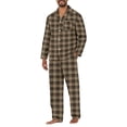 thumbnail image 4 of Men's Pajama Sets Long Sleeve Checked Lounge Wear Set Flannel Pyjamas Plaid Top and Bottoms 2 Piece Winter Cotton Nightwear Gray 3XL, 4 of 5