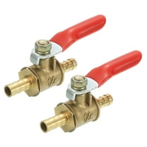 2Pack Brass Water Mini Ball Valve Shut Off Switch, 1/4" Hose Barb x 1/4" Hose Barb, 180 Degree