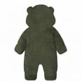 thumbnail image 4 of HCNTES Baby Bear Outfit Suit Fold Over Mittens Footies Girls Boys Winter Fleece Clothes Hooded Jumpsuit Romper(6-9 Months,F52-Green), 4 of 8