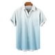 thumbnail image 4 of Blusa y camisa de manga corta con cuello vuelto para hombre, blusa informal de moda con cuello vuelto, estampado degradado, camisa de manga corta con botones, blusa de poliéster para hombre, 4 of 6