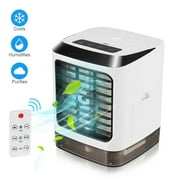 Portable Mini Air Conditioner with 433MHz Remote Control Desktop Air Cooler Humidifier USB Mini Fan with LED Light for Home or Office