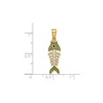 thumbnail image 3 of 14k Yellow Gold Fishbone Pendant with Green Enamel, Nautical Ocean Charm for Women or Unisex, Playful Marine Design, Textured Scale Detail, Beach Style Jewelry Accessory, 3 of 6