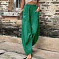 thumbnail image 3 of Womens Solid Color Casual Pants Trousers Elastic Waist Pockets Wide Leg Trousers, 3 of 4
