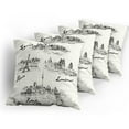 thumbnail image 5 of Ambesonne Urban Throw Pillow Cover 4 Pack, World's Famous Cities, 24", Cream Black, 5 of 7
