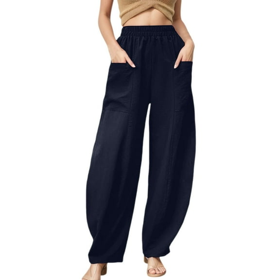 Huowey Women's Pants Casual Pants Comfortable Stretch Waist Pants with Pockets for Everyday Wear Ideal for Spring Summer Autumn