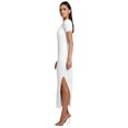 thumbnail image 4 of Women's Side Slit Deep V Neck Bodycon Maxi Dress Split Short Sleeve Evening Party Long Dresses - White, 4 of 6