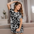 thumbnail image 3 of Logiee Metallic Gears Print Nightgowns for Women,Soft Short-Sleeved Lightweight Sleepwear, Loose Sleepshirts, 3 of 6