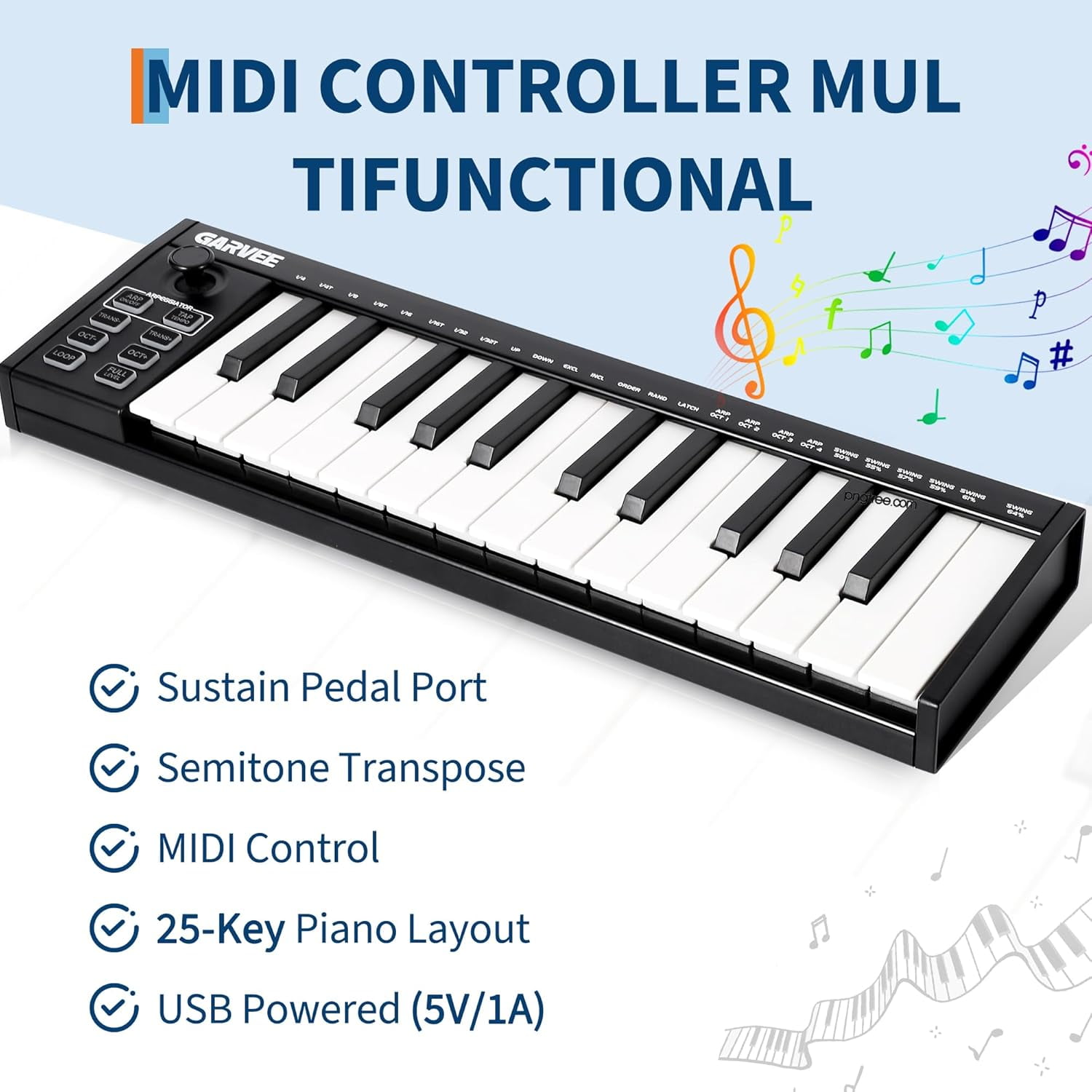 25-Key USB MIDI Keyboard Controller with 8 Drum Pads & OLED Display, DAW Integration, Beat-Making & Music Production Tool, Black