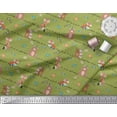 thumbnail image 2 of Soimoi Green polyester Crepe Fabric Animals,Heart & Feather Tribal Decor Fabric Printed Yard 42 Inch Wide, 2 of 3