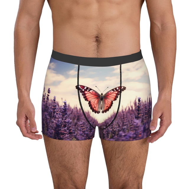 Fotbe Butterfly Over Lavender Calzoncillos Tipo Boxer con Bolsa de Soporte Total para Hombre, X-Temp Fresco, Transpirable y de Secado Rápido-X-Large