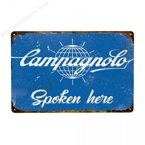Campagnolo Spoken Here Retro Metal Aluminum Sign Poster Home Garage Plate Cafe Pub Motel Art Wall Decor Poster Metal Poster Size: 12 x 8 Inches