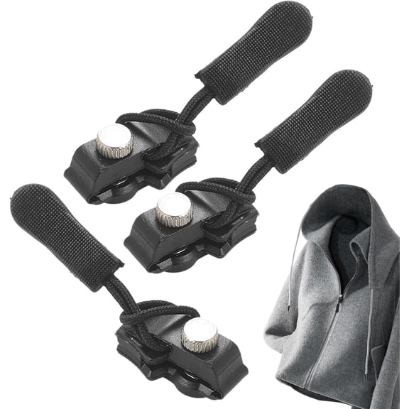Zipper Repair Kit, 12pcs 3 Different Size Replacement Zipper Quick Install Detachable Pulls Zip Heads, No Sewing Required, for Jackets, Luggage, Bags