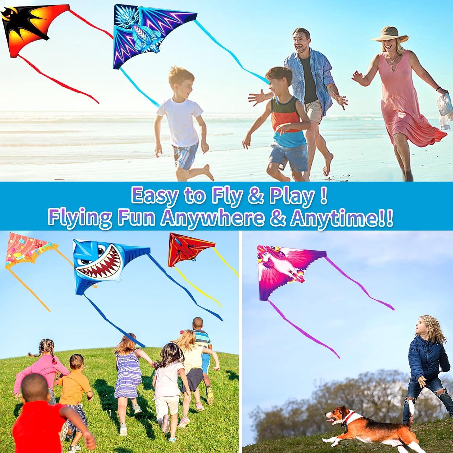 Mini Launcher Kites for Kids Ages 4-12, Easy to Fly Outdoor Party Favors, Bulk Classroom Prizes Beach Toys and Treasure Box Fillers
