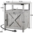 thumbnail image 3 of JJUN Farmhouse Nightstand Set of 2 with Charging Station, Rustic End Table Bedroom with Storage Living Room Side Table Grayish White Night Stand Industrial Bedside Table, 3 of 16