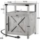 thumbnail image 3 of JJUN Farmhouse Nightstand Set of 2 with Charging Station, Rustic End Table Bedroom with Storage Living Room Side Table Grayish White Night Stand Industrial Bedside Table, 3 of 16