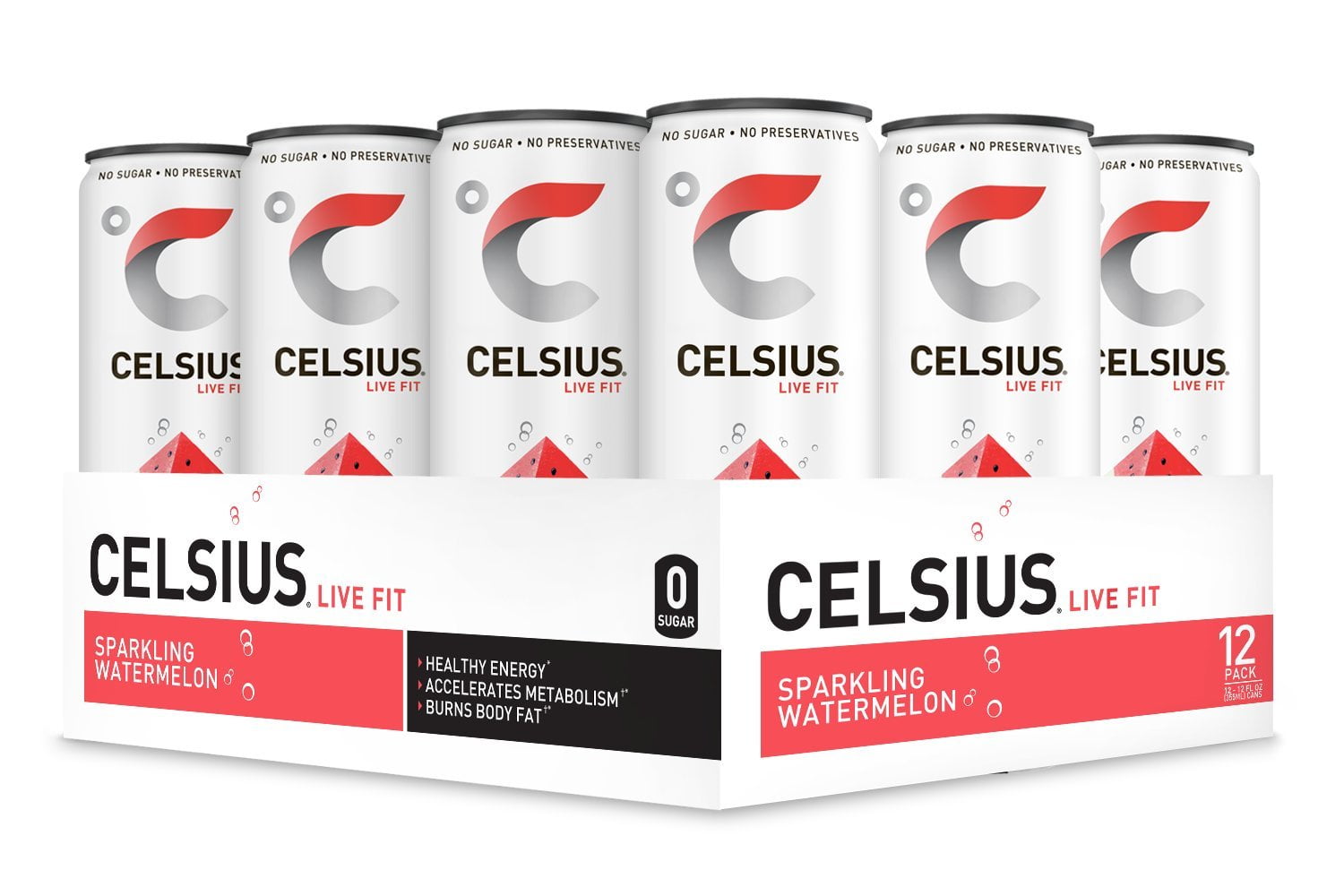 CELSIUS Sparkling Watermelon Fitness Drink, Zero Sugar, 12oz. Slim Can
