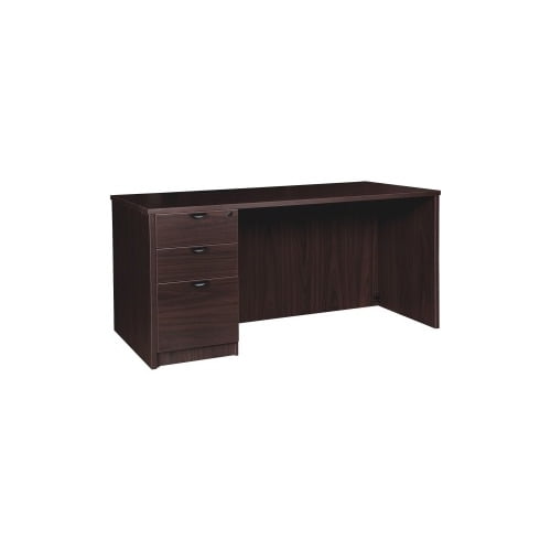 Lorell Prominence 2.0 Espresso Laminate Box/Box/File Left-Pedestal Desk - 3-Drawer 1" Top, 60" x 30" x 29" - 3 x File Drawer(s), Box Drawer(s) - Single Pedestal on Left Side - Band Edge - Material: Pa