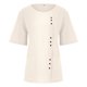 thumbnail image 4 of ICHUANYI Clearance Womens Summer Casual Solid Color Round Neck Short Sleeve Tops Buttons Blouses(Beige, S) ICHUANYI WER2023080701749, 4 of 5