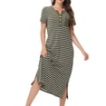 thumbnail image 5 of BRGZLK Nightgown Womens Sleepshirt Soft Sleepwear Pleated Nightshirt Comfy Sleep Dress Short Sleeve Flare Nightdress S-2XL Army Green M, 5 of 6