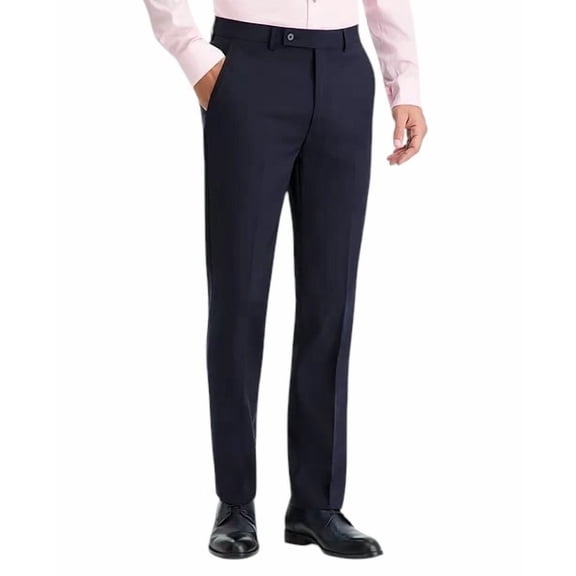 Calvin Klein Mens Slim fit Wool Dress Pants 32 / 32 Navy Blue Solid