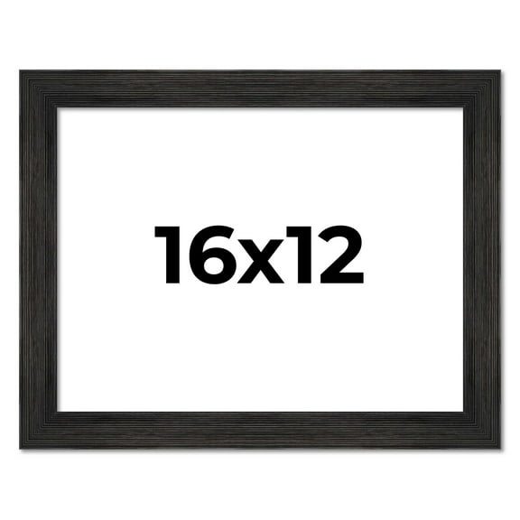 16x12 Distressed/Aged Black Wood Picture Frame - UV Acrylic, Foam Board Backing, & Hanging Hardware Included!