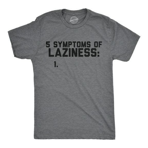 Mens Funny T Shirts 5 Symtoms Of Laziness List Sarcastic Graphic Novelty Tee for Men Graphic Tees