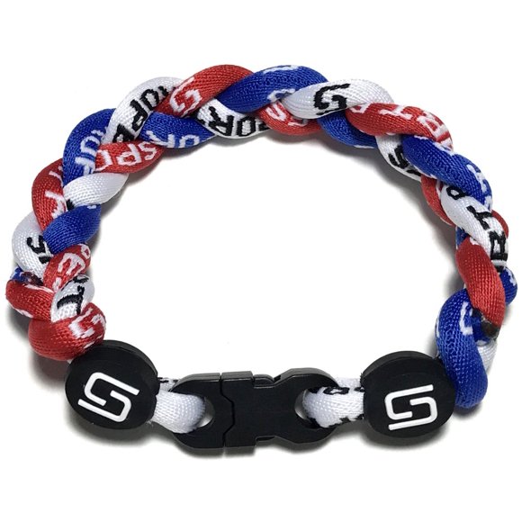 Sport Ropes Triple Titanium Bracelet (Red/White/Blue, 8")