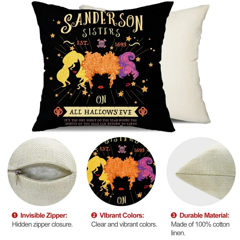 Halloween Pillow Covers 18 x 18 Inch Set of 4 Hocus Pocus Amuck
