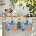 thumbnail image 4 of Coastal Blue Octopus Kitchen Towels Set of 3, Retro Nautical Coral Starfish Leaves Absorbent Dish Towels for Kitchen, Microfiber Hand Towel, Quick Drying Tea Towel for Cleaning Decorative Dishcloths, 4 of 7