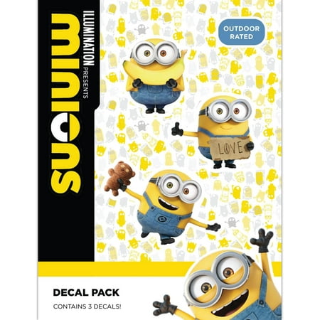 Despicable Me Minions Decals – Set of 3 Bob Stickers for Car Water Bottle Bike Helmet Laptop Skateboard – Outdoor Rated Water Resistant Vinyl Decals