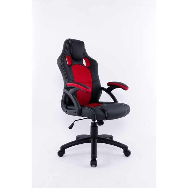 Chaise de bureau ergonomique à dossier haut, Noir/Rouge