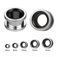 thumbnail image 3 of QQTDFG 1 Pair Surgical Steel Ear Tunnel Silver and Gold Ear Expander Stretching Jewelry-Silver&Black-10mm, 3 of 9