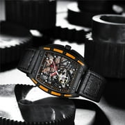 GUANQIN Men Japan Automatic Mechanical Luminous Tonneau Design Stainless Steel/Leather/Rubber Wrist Watch Skeleton Tourbillon Sapphire Crystal Waterproof Self-Winding Clock