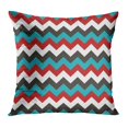 thumbnail image 1 of BOSDECO Abstract Chevron Pattern Arrows Geometric Colorful White Aqua Blue Red Green Classic Graphic Herringbone Pillow Case Pillow Cover 16x16 inch, 1 of 1