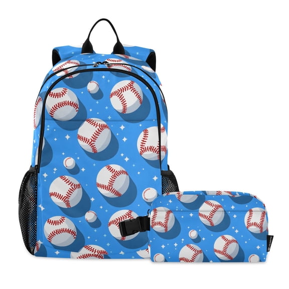 ALAZA Baseballs School Backpack Lunch Box Set Student Bookbag