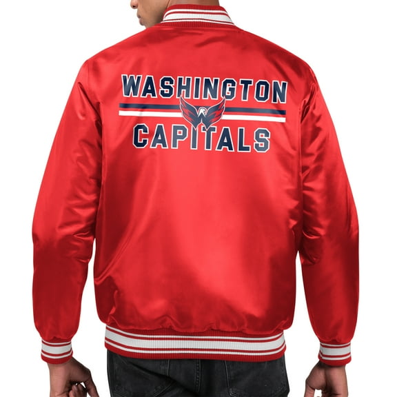 Men's Starter  Red Washington Capitals Printed Team Logo Satin Varsity Full-Snap Jacket