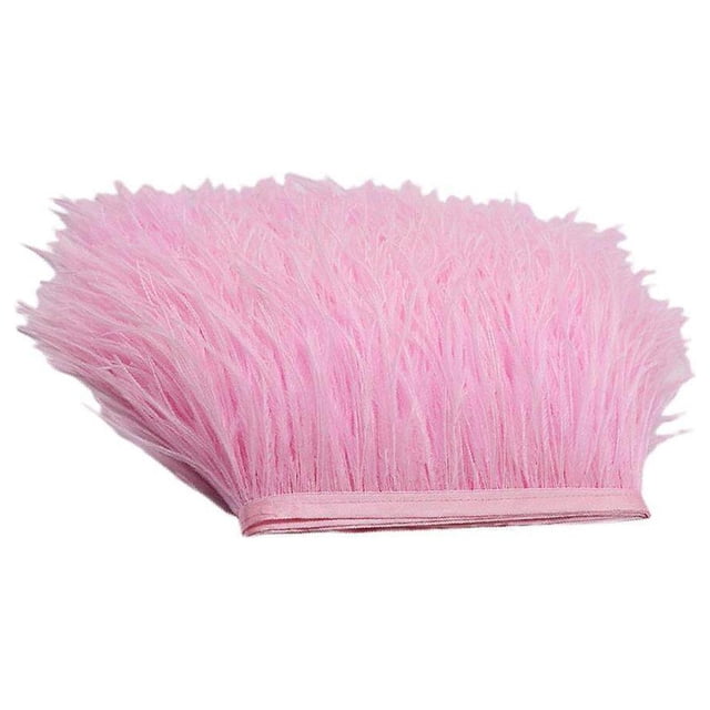 Shengyu 1 Yard Dyed Ostrich Feather Fringe Trim Ribbon Embellishment Light pink