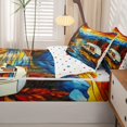 thumbnail image 4 of catabedysis Stained Glass Camping Zipper Twin Comforter Sets with Fitted Sheet and 2 Pillowcases For Girls,Sunset Camper Print Zipper Bedding Set,Multicolor,Polkadot Reversible,4-Piece, 4 of 7