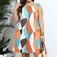 thumbnail image 4 of CALIPESSA Womens Plus Size Color Block Geometric Print Tunic Dress, Casual Crew Neck Sleeveless Knee Length Dress For Spring & Summer, Women's Plus Size Clothing, 4 of 5