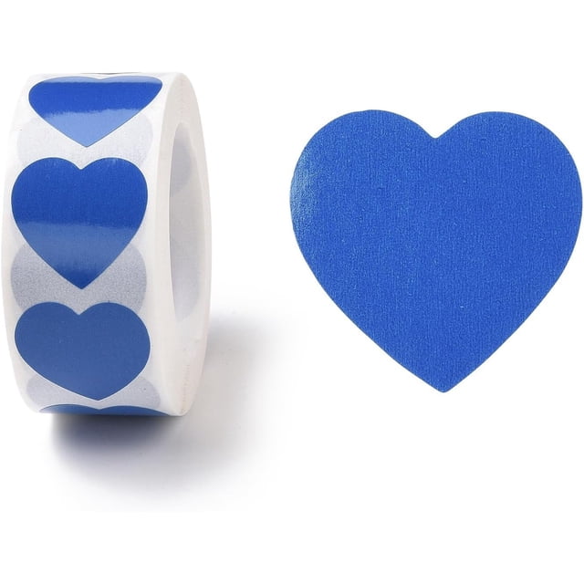 2 rollos de 1000 pegatinas de papel con forma de corazón, etiquetas autoadhesivas, pegatinas en rollo, etiquetas de regalo