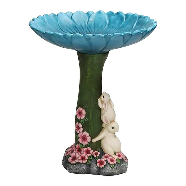 YUUZONE Bunny Bird Bath Bird Feeder Resin Garden Statue Sculpture